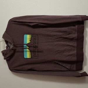 Patagonia Logo Badge Lightweight  Hoody with Mountain Graphic Size Medium